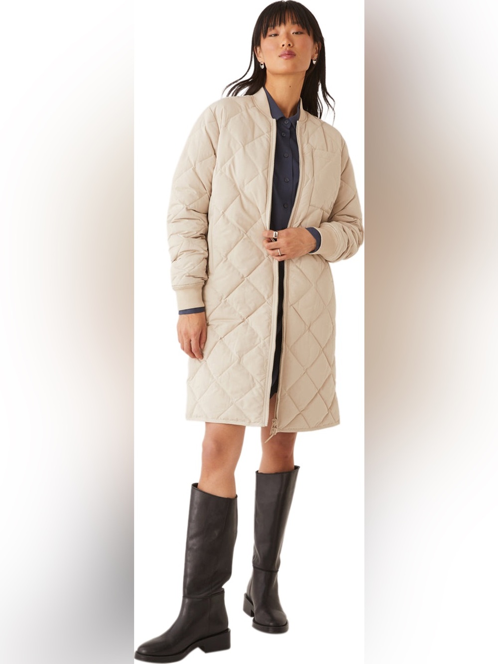 Skyline Reversible Maxi Bomber Jacket - Women's Cream